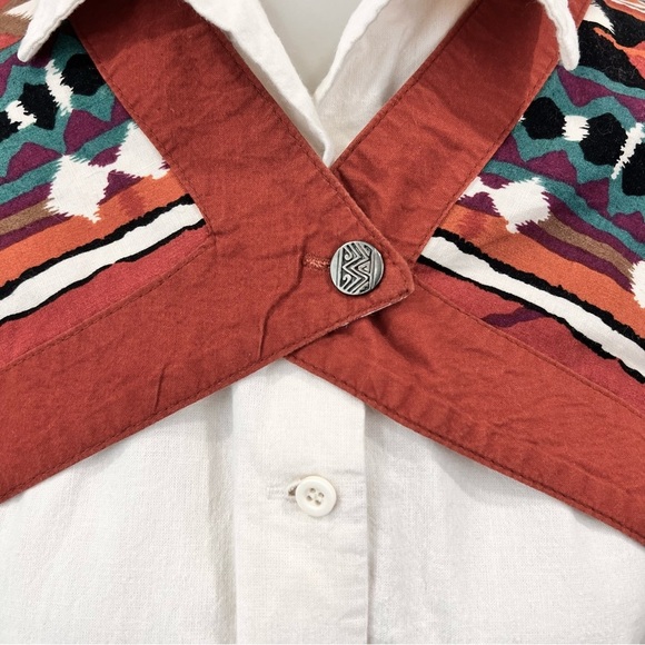 Vintage Y2K 90’s Roper Western Boho Terracotta Aztec Bolero Button Up Top - Picture 3 of 8